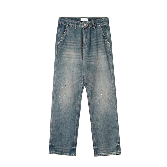 RTK (W) No. 1535 BLUE INDUSTRIAL DENIM WIDE STRAIGHT DENIM JEANS