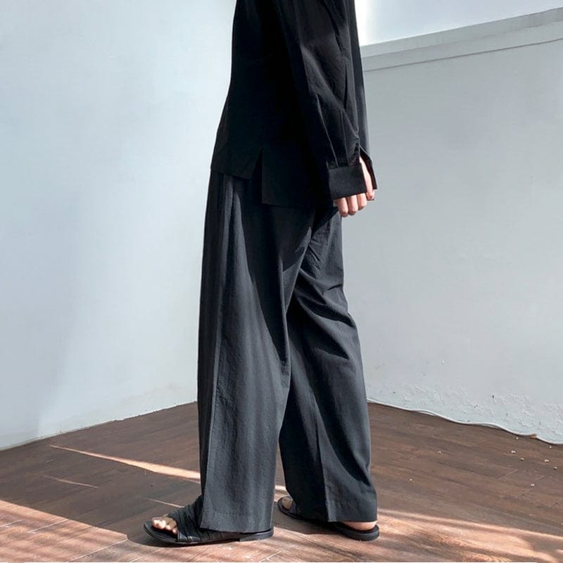 RT No. 9074 LINEN STRAIGHT WIDE DRAPE PANTS