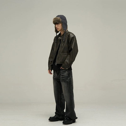 RT No. 10026 BLACK DENIM WIDE STRAIGHT JEANS