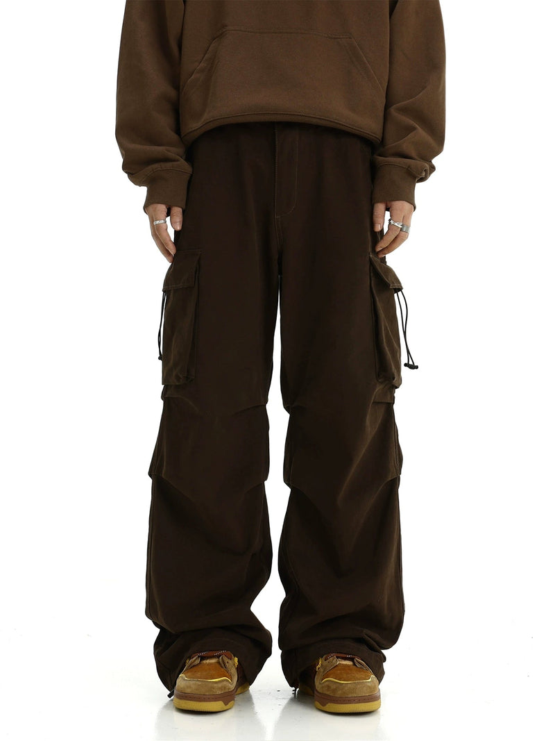 RT No. 10830 BROWN WIDE STRAIGHT CARGO PANTS