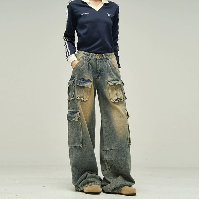 RT No. 10081 WASHED CARGO DENIM JEANS