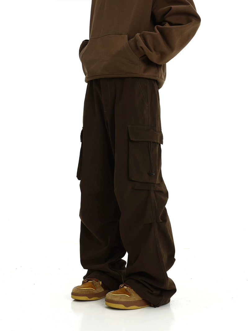 RT No. 10830 BROWN WIDE STRAIGHT CARGO PANTS