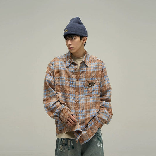 RT No. 10034 BROWN PLAID SHIRT JK