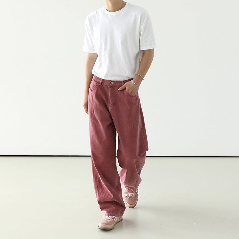 RT No. 8053 BRICK RED WIDE STRAIGHT JEANS