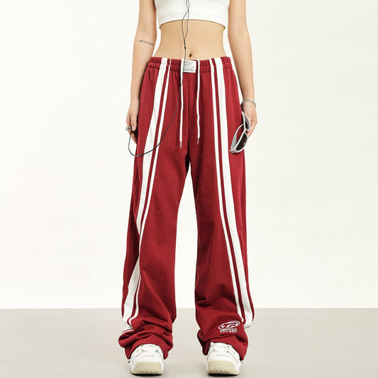 RTK (W) No. 1814 STRIPED DRAPE WIDE STRAIGHT SWEATPANTS