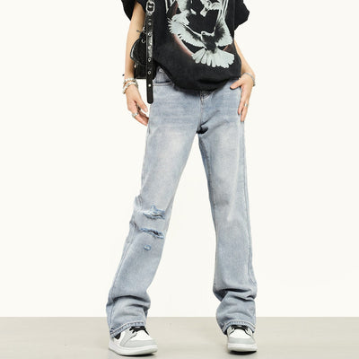 RTK (W) No. 2045 DISTRESSED STRAIGHT DENIM JEANS