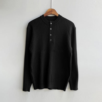 RT No. 10507 VERTICAL KNIT HENRY COLLAR LONG SLEEVE