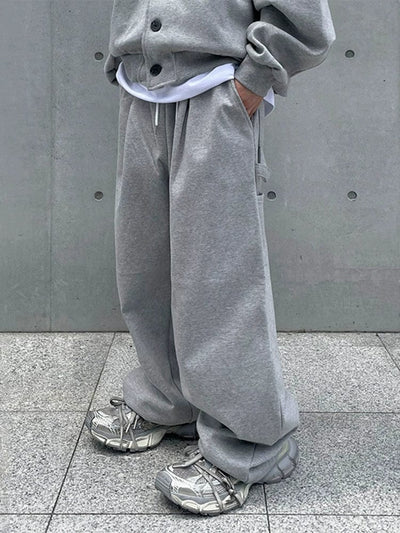 RT No. 11079 GRAY BUTTON-UP HOODIE & WIDE SWEATPANTS