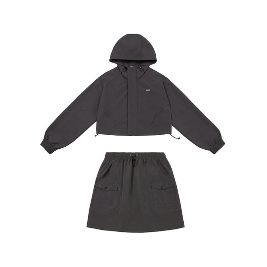 RTK (W) No. 3177 GRAY CROP WINDBREAKER JK & SHORT SKIRT