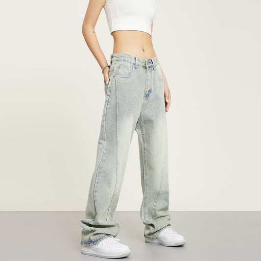 RTK (W) No. 1479 BLUE RECONSTRUCTED STRAIGHT DENIM JEANS