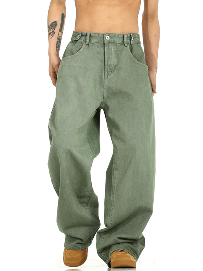 RT No. 11193 WASHED GREEN WIDE STRAIGHT JEANS