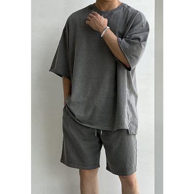 RT No. 9521 DARK GRAY HALF SLEEVE SHIRT & SHORTS