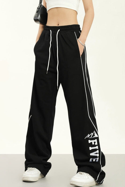 RTK (W) No. 1809 STRIPED WIDE STRAIGHT SWEATPANTS