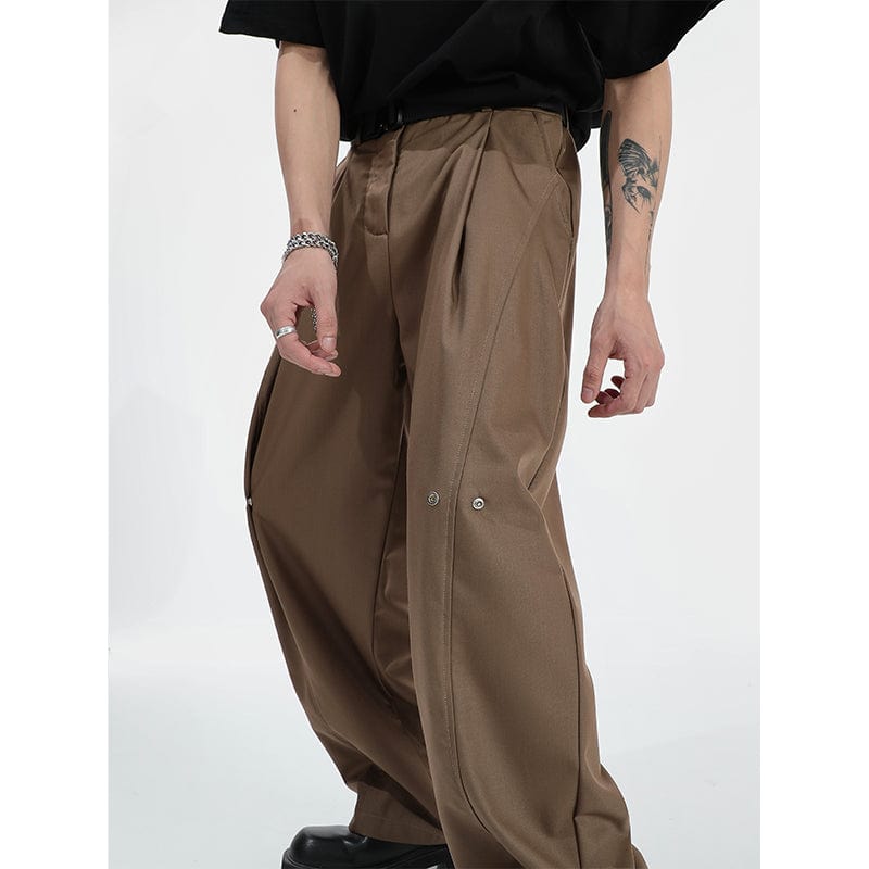 RT No. 9800 DARK BROWN FOLDED SUIT STRAIGHT PANTS