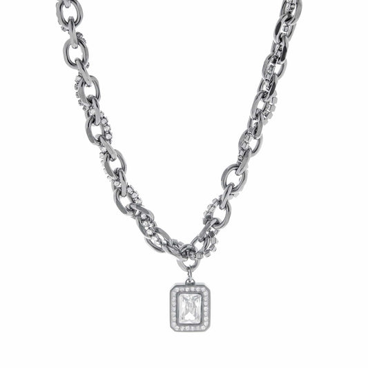 SQUARE PENDANT MULTI-CHAIN NECKLACE