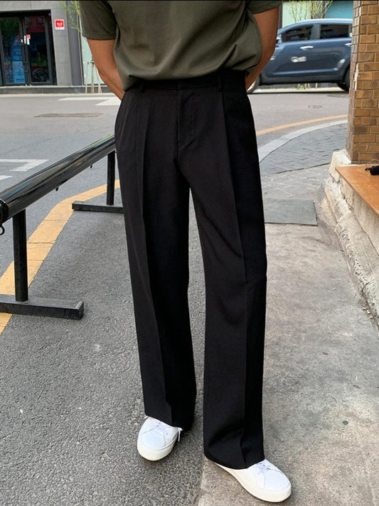 RT No. 9238 BLACK FOLDED STRAIGHT PANTS